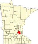 Map of Minnesota highlighting Hennepin County